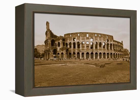 Sepia image of the Colosseum or Roman Coliseum, originally the Flavian Amphitheatre, an elliptic...-null-Framed Premier Image Canvas