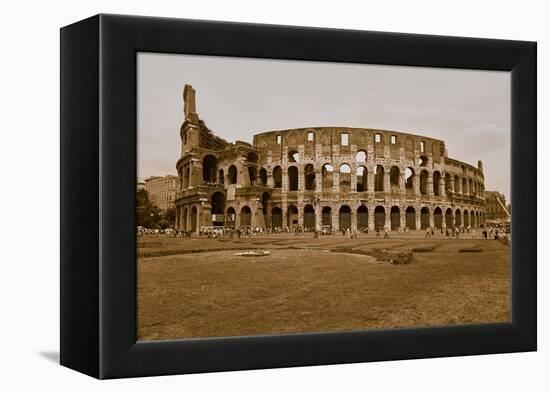 Sepia image of the Colosseum or Roman Coliseum, originally the Flavian Amphitheatre, an elliptic...-null-Framed Premier Image Canvas