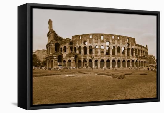 Sepia image of the Colosseum or Roman Coliseum, originally the Flavian Amphitheatre, an elliptic...-null-Framed Premier Image Canvas