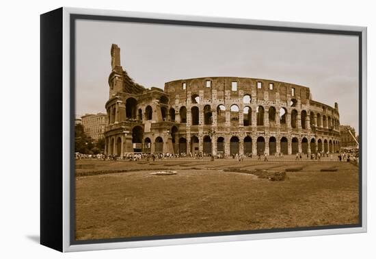 Sepia image of the Colosseum or Roman Coliseum, originally the Flavian Amphitheatre, an elliptic...-null-Framed Premier Image Canvas