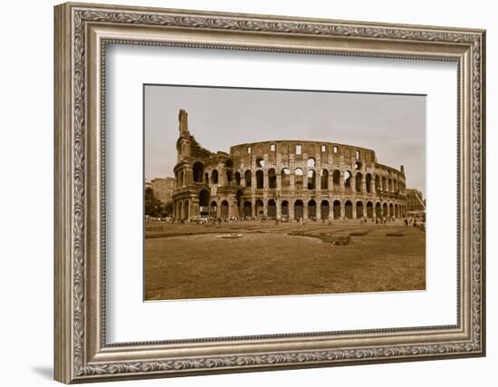 Sepia image of the Colosseum or Roman Coliseum, originally the Flavian Amphitheatre, an elliptic...-null-Framed Photographic Print