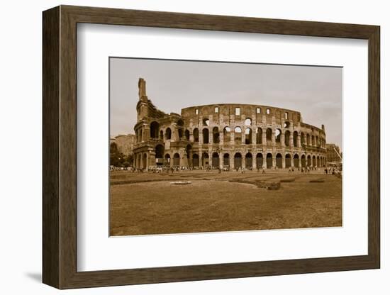 Sepia image of the Colosseum or Roman Coliseum, originally the Flavian Amphitheatre, an elliptic...-null-Framed Photographic Print