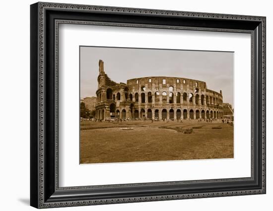 Sepia image of the Colosseum or Roman Coliseum, originally the Flavian Amphitheatre, an elliptic...-null-Framed Photographic Print