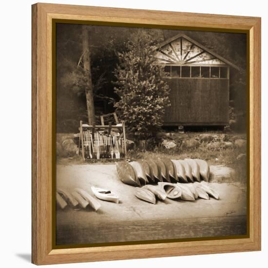 Sepia Lake Canoe House-Suzanne Foschino-Framed Stretched Canvas