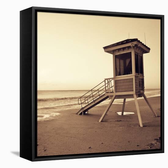 Sepia Life Guard Tower I-Jairo Rodriguez-Framed Stretched Canvas