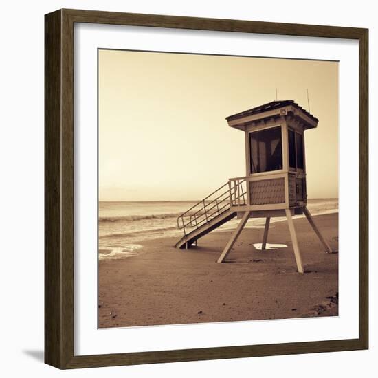 Sepia Life Guard Tower I-Jairo Rodriguez-Framed Photographic Print