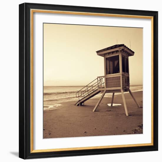 Sepia Life Guard Tower I-Jairo Rodriguez-Framed Photographic Print