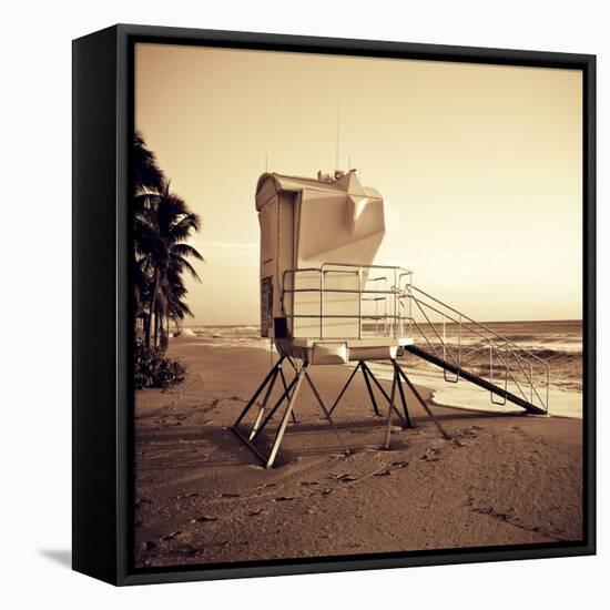 Sepia Life Guard Tower II-Jairo Rodriguez-Framed Stretched Canvas