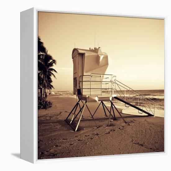 Sepia Life Guard Tower II-Jairo Rodriguez-Framed Stretched Canvas