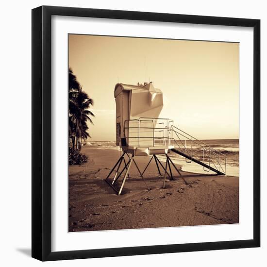 Sepia Life Guard Tower II-Jairo Rodriguez-Framed Photographic Print