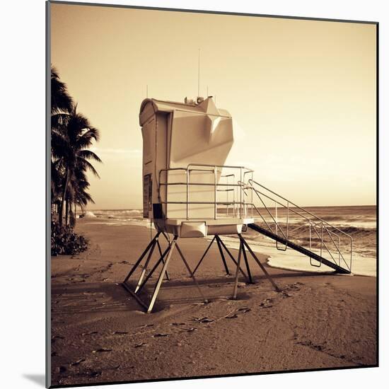 Sepia Life Guard Tower II-Jairo Rodriguez-Mounted Photographic Print