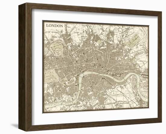 Sepia Map of London-Vision Studio-Framed Art Print