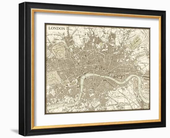 Sepia Map of London-Vision Studio-Framed Art Print