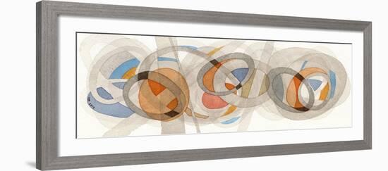 Sepia & Orange Circles-Nikki Galapon-Framed Art Print