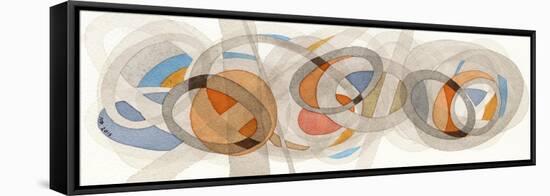 Sepia & Orange Circles-Nikki Galapon-Framed Stretched Canvas