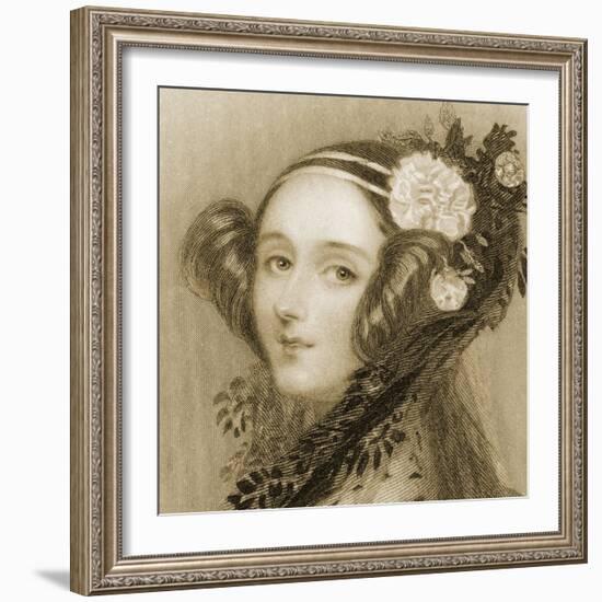 Sepia Portrait of Augusta Ada King-Alfred-edward Chalon-Framed Giclee Print