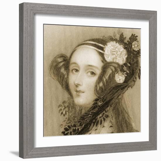 Sepia Portrait of Augusta Ada King-Alfred-edward Chalon-Framed Giclee Print