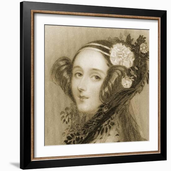 Sepia Portrait of Augusta Ada King-Alfred-edward Chalon-Framed Giclee Print