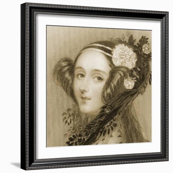 Sepia Portrait of Augusta Ada King-Alfred-edward Chalon-Framed Giclee Print