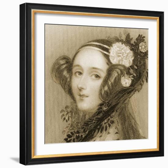 Sepia Portrait of Augusta Ada King-Alfred-edward Chalon-Framed Giclee Print