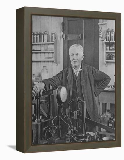 Sepia Print of Inventor Thomas Edison in His Laboratory-null-Framed Premier Image Canvas