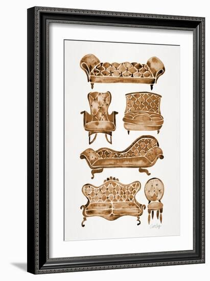 Sepia Victorian Lounge-Cat Coquillette-Framed Art Print