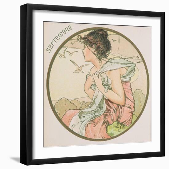 September, 1899 (Detail)-Alphonse Mucha-Framed Giclee Print