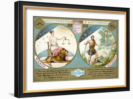 September and October: Libra and Scorpio-null-Framed Giclee Print