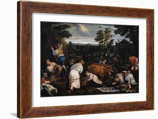 September (From the Series the Seasons), Late 16th or Early 17th Century-Leandro Bassano-Framed Giclee Print