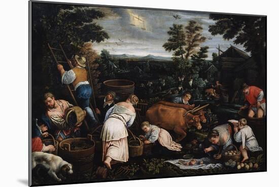 September (From the Series the Seasons), Late 16th or Early 17th Century-Leandro Bassano-Mounted Giclee Print