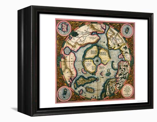 Septentrionalium Terrarum Descriptio, Map of the Arctic, 1595-Gerardus Mercator-Framed Premier Image Canvas