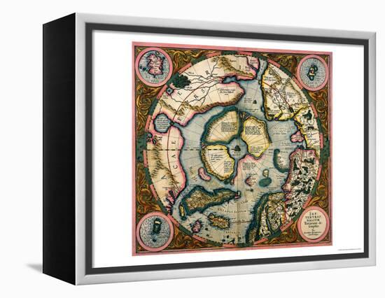 Septentrionalium Terrarum Descriptio, Map of the Arctic, 1595-Gerardus Mercator-Framed Premier Image Canvas