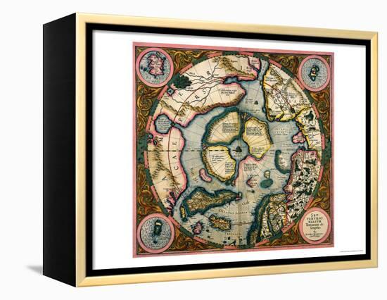 Septentrionalium Terrarum Descriptio, Map of the Arctic, 1595-Gerardus Mercator-Framed Premier Image Canvas