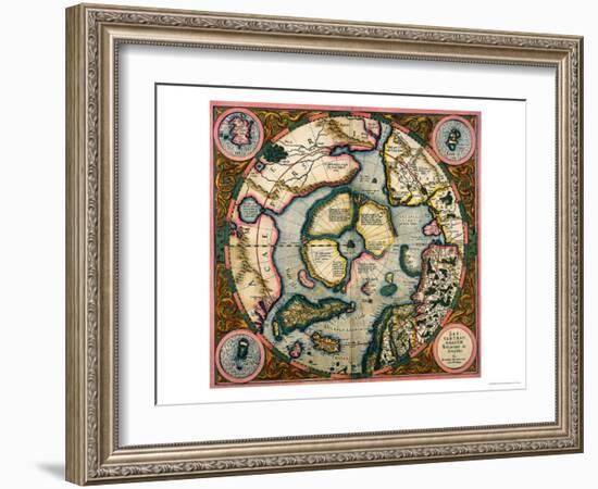 Septentrionalium Terrarum Descriptio, Map of the Arctic, 1595-Gerardus Mercator-Framed Giclee Print