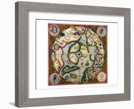 Septentrionalium Terrarum Descriptio, Map of the Arctic, 1595-Gerardus Mercator-Framed Giclee Print