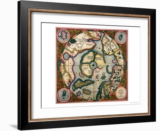 Septentrionalium Terrarum Descriptio, Map of the Arctic, 1595-Gerardus Mercator-Framed Giclee Print