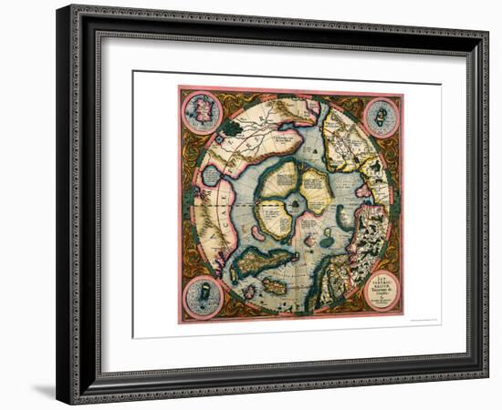 Septentrionalium Terrarum Descriptio, Map of the Arctic, 1595-Gerardus Mercator-Framed Giclee Print