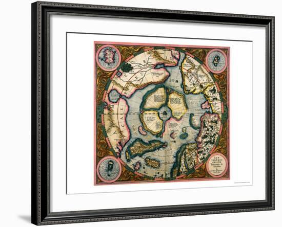 Septentrionalium Terrarum Descriptio, Map of the Arctic, 1595-Gerardus Mercator-Framed Giclee Print