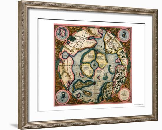 Septentrionalium Terrarum Descriptio, Map of the Arctic, 1595-Gerardus Mercator-Framed Giclee Print