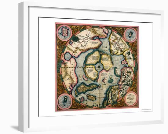 Septentrionalium Terrarum Descriptio, Map of the Arctic, 1595-Gerardus Mercator-Framed Giclee Print