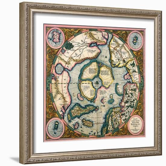 Septentrionalium Terrarum Descriptio, Map of the Arctic, 1595-Gerardus Mercator-Framed Giclee Print