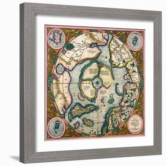 Septentrionalium Terrarum Descriptio, Map of the Arctic, 1595-Gerardus Mercator-Framed Giclee Print