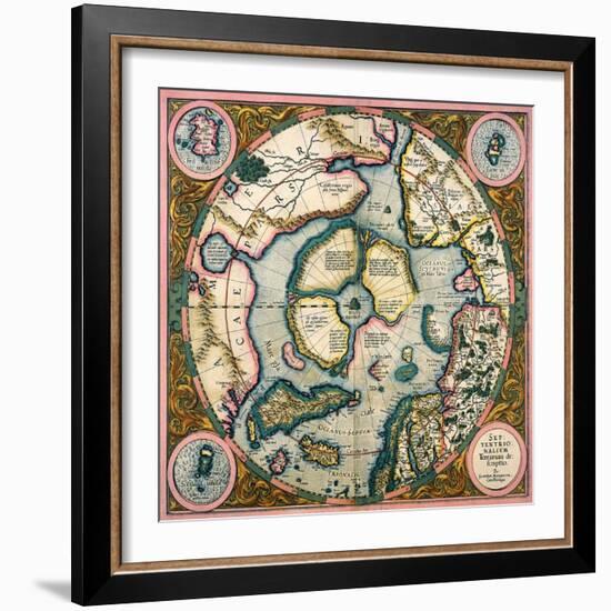 Septentrionalium Terrarum Descriptio, Map of the Arctic, 1595-Gerardus Mercator-Framed Giclee Print