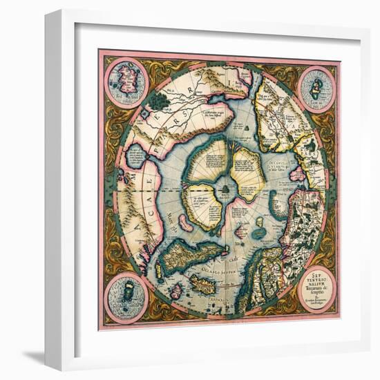 Septentrionalium Terrarum Descriptio, Map of the Arctic, 1595-Gerardus Mercator-Framed Giclee Print