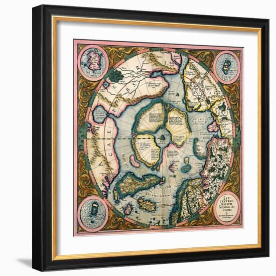 Septentrionalium Terrarum Descriptio, Map of the Arctic, 1595-Gerardus Mercator-Framed Giclee Print