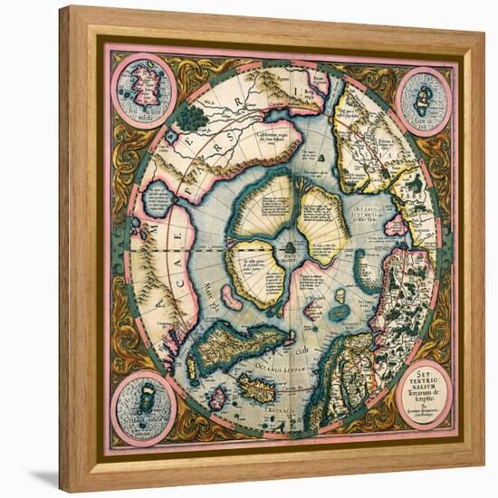 Septentrionalium Terrarum Descriptio, Map of the Arctic, 1595-Gerardus Mercator-Framed Premier Image Canvas