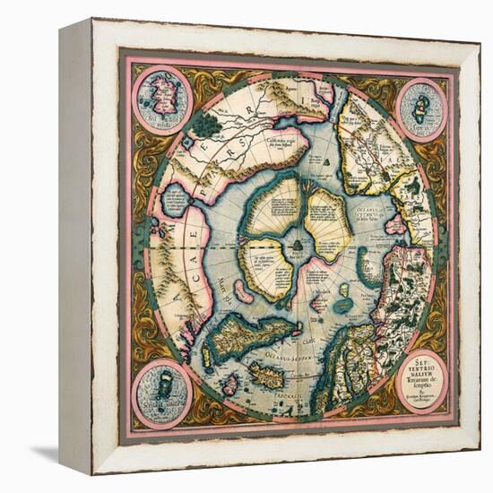 Septentrionalium Terrarum Descriptio, Map of the Arctic, 1595-Gerardus Mercator-Framed Premier Image Canvas