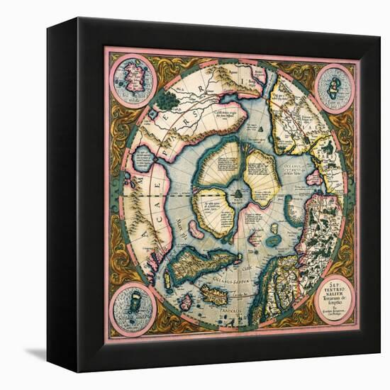 Septentrionalium Terrarum Descriptio, Map of the Arctic, 1595-Gerardus Mercator-Framed Premier Image Canvas