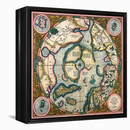 Septentrionalium Terrarum Descriptio, Map of the Arctic, 1595-Gerardus Mercator-Framed Premier Image Canvas