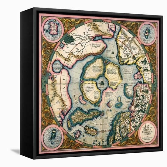 Septentrionalium Terrarum Descriptio, Map of the Arctic, 1595-Gerardus Mercator-Framed Premier Image Canvas